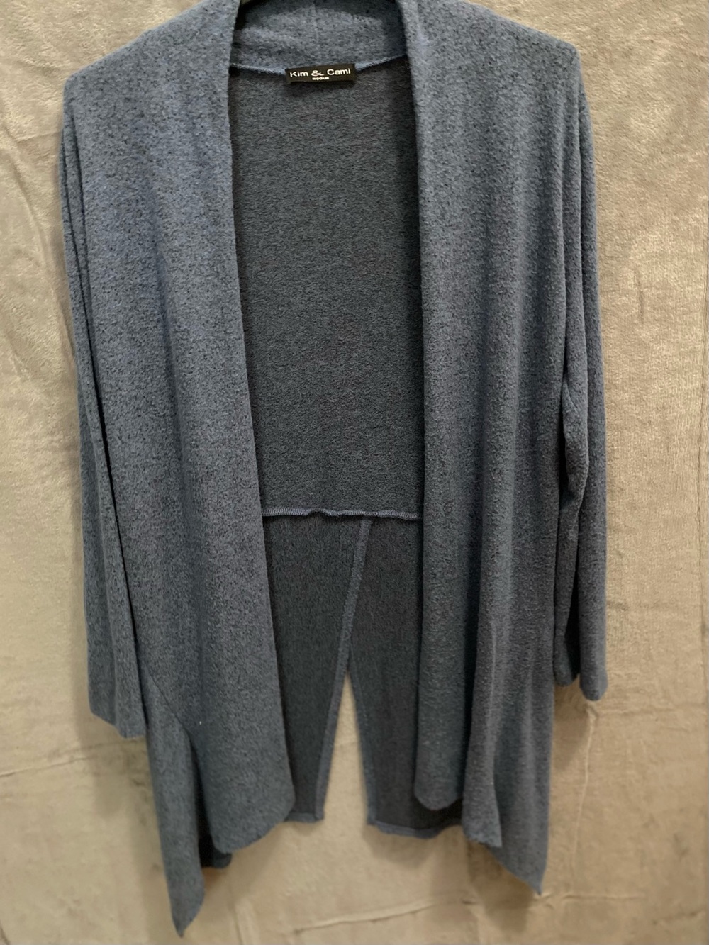 Kim & Cami Medium Open Front Cardigan Heather Charcoal Gray Soft Knit Layering